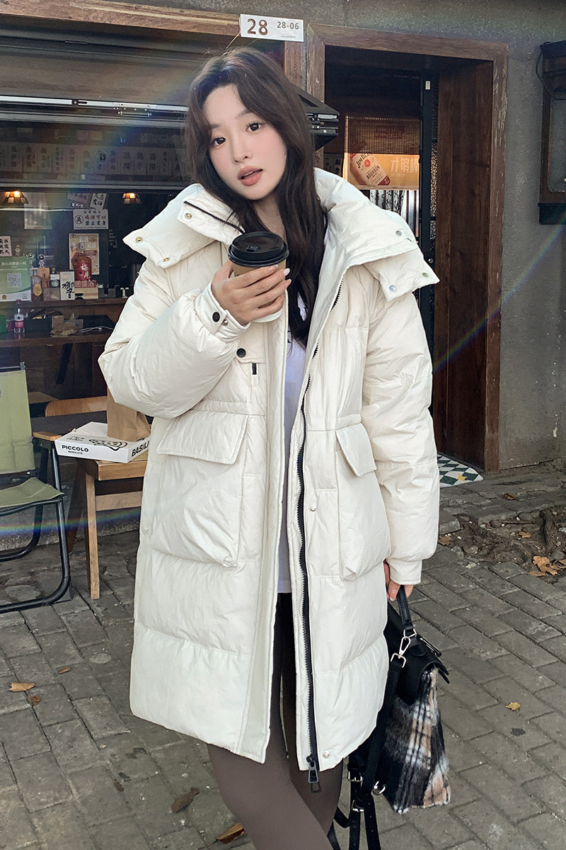 90白鸭绒时尚白色中长款羽绒服2C291-YRF13991-P375-K599,女装羽绒服,2C291