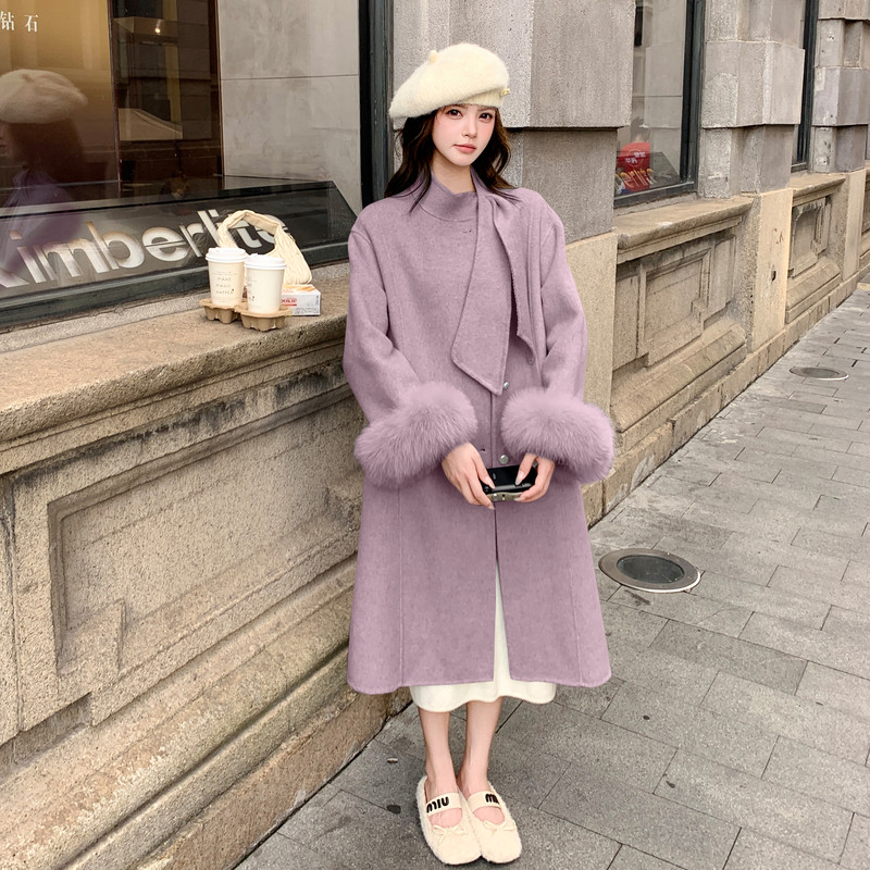 双面羊绒大衣女中长款2025年秋冬新款羊毛高端甜美千金感毛呢外套,女装羊绒大衣,2C115