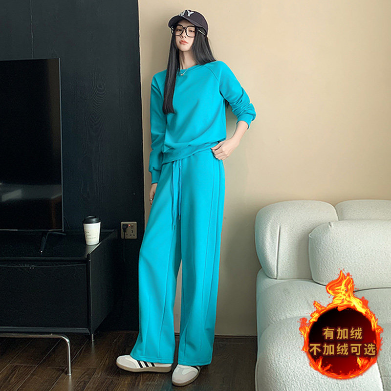 高级感时尚休闲运动套装女春季新款宽松显瘦圆领卫衣阔腿裤两件套,女装套装/套裙,2C310