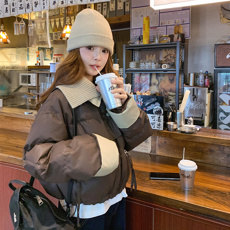 现货！2025冬装新款50绒短款咖色羽绒服2C056-6867-P245控348,女装羽绒服,2C056