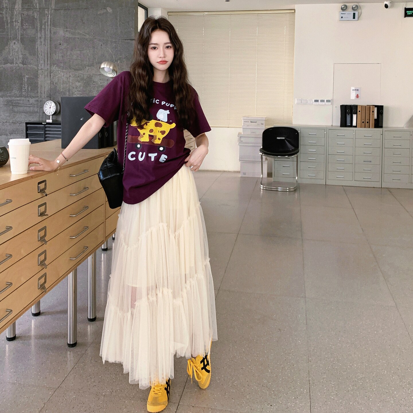 紫色印花短袖薄纱半身裙套装女2025年夏季新款巨好看高级感两件套图片