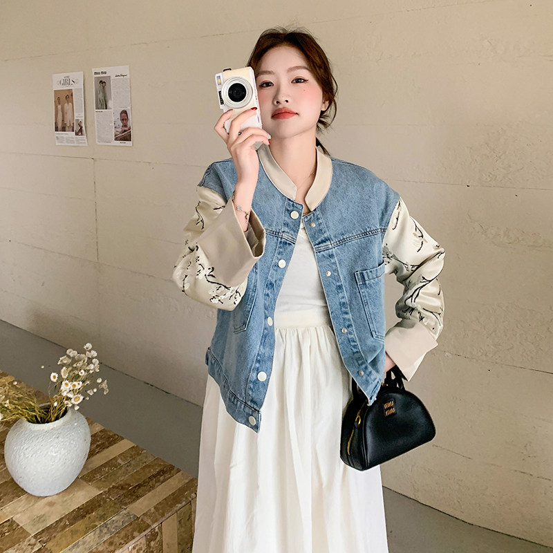 新款2025春季风牛仔拼接短外套2520-P150-K228,女装短外套,2C057