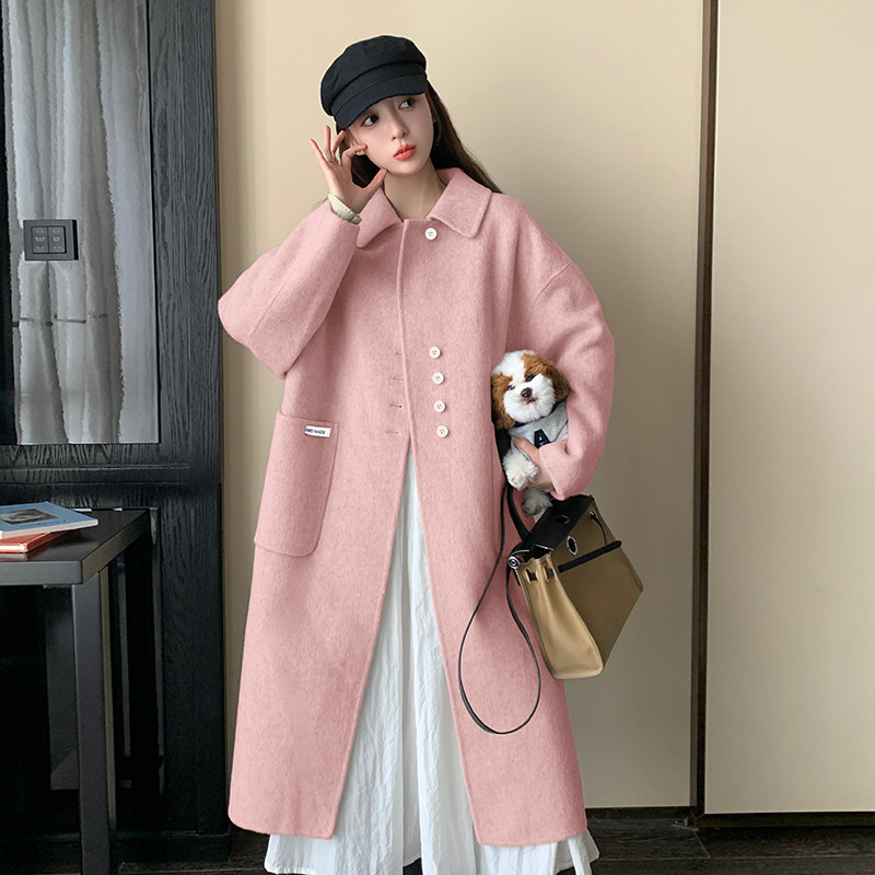 【新款】已出货有买家秀双面羊驼绒混色长毛大衣 P260 K388图片