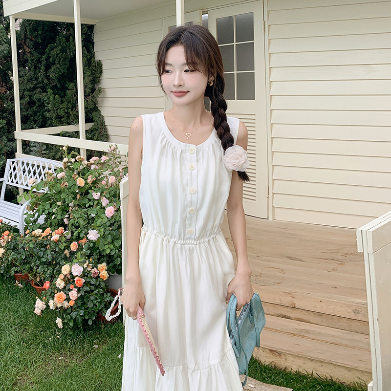 新品现货纯色女装精品连衣裙圆领无袖2C107-88005-1-P118-K168,女装连衣裙,2C107