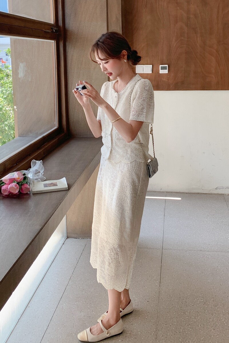 现货！短袖蕾丝半身裙两件套女温柔风套装2C212-G78-P135-K188,女装套装/套裙,2C212