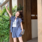 休闲风INS风时尚套装夏季上衣休闲衬衫韩版外穿夏装气质牛仔时尚，女装套装/套裙，2C117