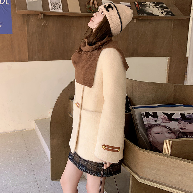 新款2025年冬季毛呢送围脖大衣羽绒内胆2C098-8963P225K318,女装毛呢外套,2C098