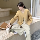 2025秋季新款高级感花边小香风短款羊毛大衣双面呢子毛呢羊绒外套，女装毛呢外套，2D008