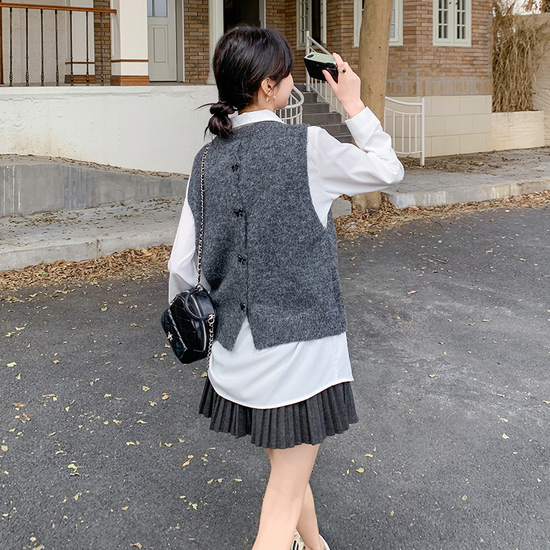 小香风亮片蝴蝶背心白色衬衫套装女春秋小个子两件套流行爆款超火,女装套装/套裙,2C159