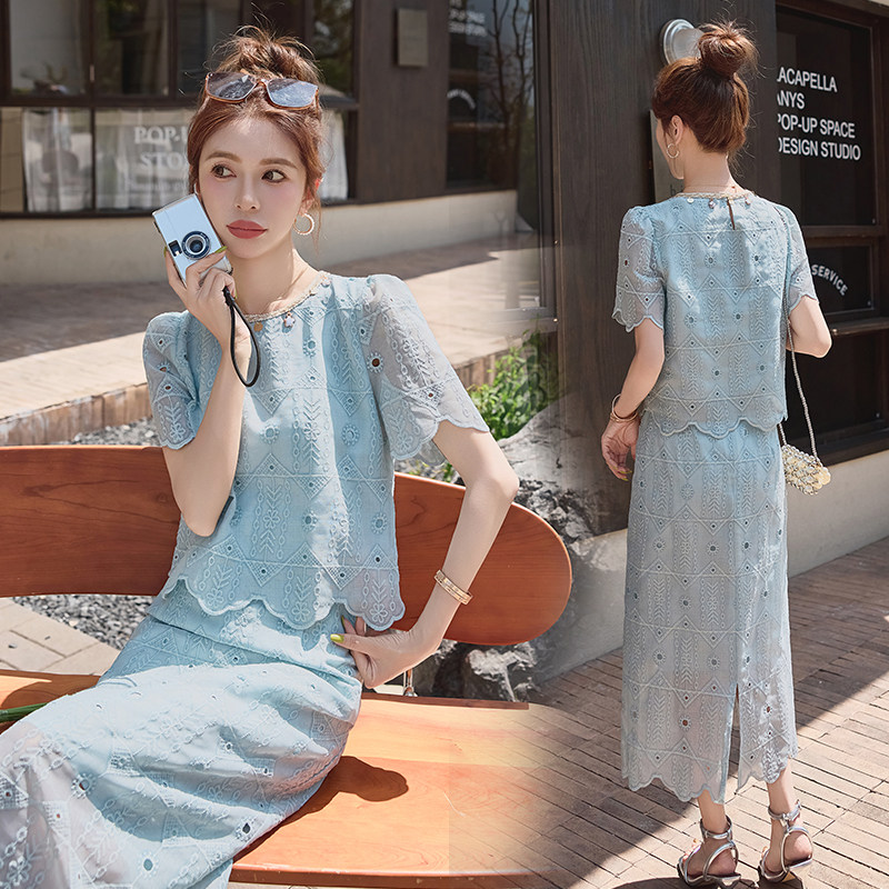 25女夏新时尚针织蕾丝套裙两件套1C042-P159-K225,女装套装/套裙,安在秀（1C042）
