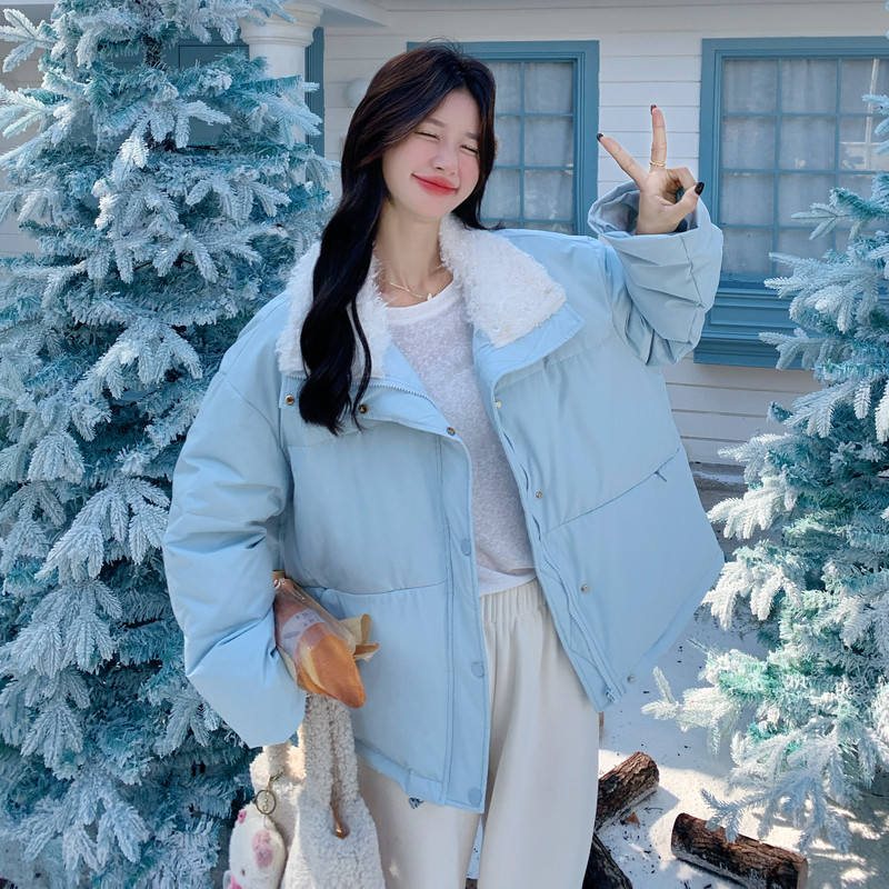 奶蓝色超好看羽绒服女2025年冬季新款韩系小个子加厚90白鸭绒外套,女装羽绒服,2B222