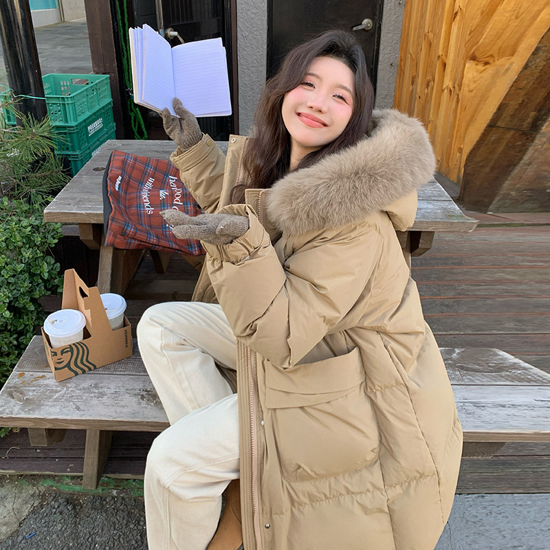 90绒长款大毛领设计口袋羽绒服298-w309-p375-k558,女装羽绒服,2C298