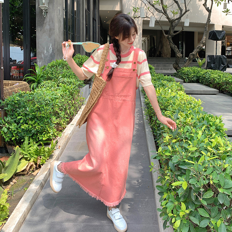 夏装新款2C177-D16-P115-K168粉色法式甜美牛仔背带裙女,女装连衣裙,2C177