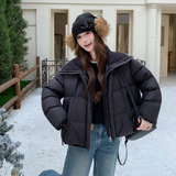 【档口现货】黑色毛线大翻领休闲百搭棉服2C233-831-P235-K349，女装棉衣/棉服，2C233