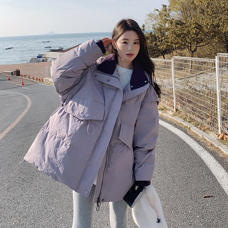 主推大量现货  韩版宽松抽绳收腰撞色羽绒服 2519-p245-k368图片