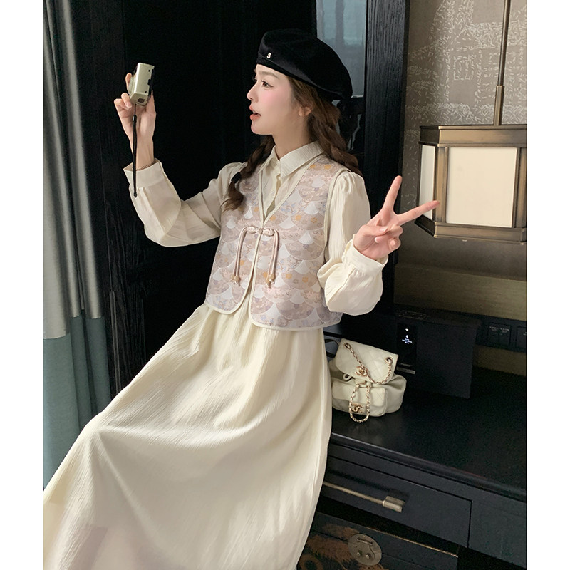 新中式国风连衣裙马甲女2025春秋新款设计感气质小个子马甲,女装连衣裙,2C110