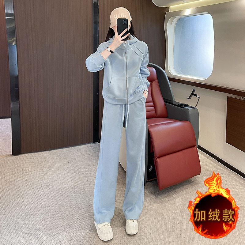 女秋冬季加绒休闲运动卫衣洋气两件套,女装套装/套裙,2C310