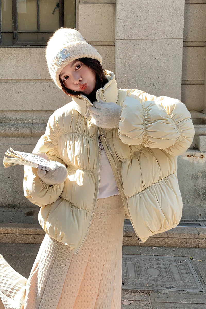 ！90白鸭绒重工抽褶立裁羽绒服短款立领保暖外套冬P275K388,女装羽绒服,2B140