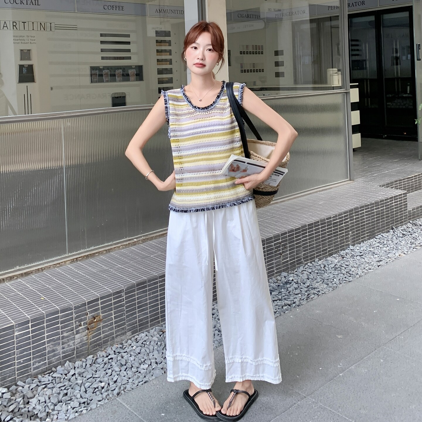 现货:夏装新款时尚针织毛边上衣长裤两件套2C135-8873P145K208,女装套装/套裙,2C135