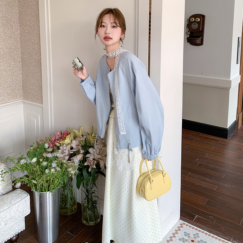 韩系新款韩版设计感独特漂亮圆领超火女小个子棉麻上衣超好看,女装短外套,2C166