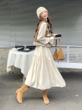 白色连衣裙套装女秋季2025旅游穿搭美拉德马甲裙子刺绣休闲舒适，女装套装/套裙，2C218