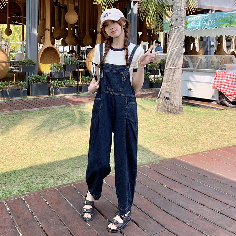 【现货！夏新】057P1051582025新款休闲牛仔九分背带裤(单裤),女装连体裤,2C037