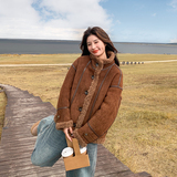 【现货数据好】新品羊羔毛皮毛一体保暖外套2C285-2617-P215-K318，女装短外套，2C285