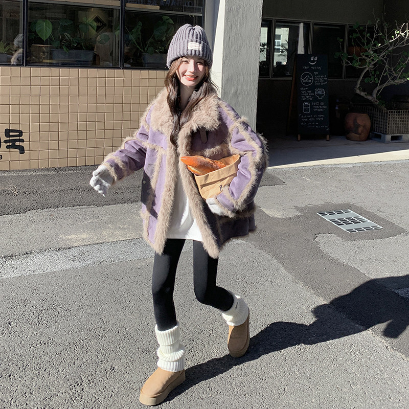 现货主推~~紫色皮毛一体2C203-7688-P225-K338,女装棉衣/棉服,2C203