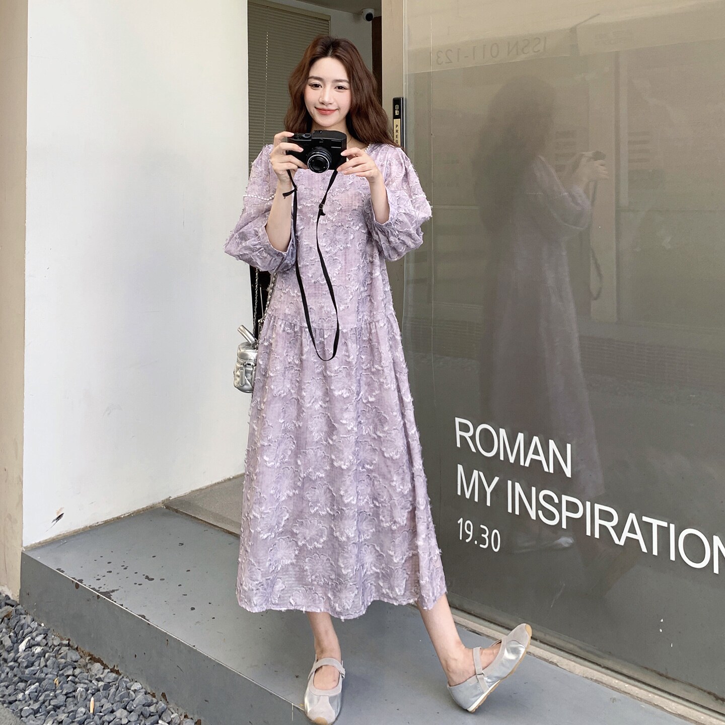 法式复古气质连衣裙女绝美穿搭新款高级感收腰显瘦中长款温柔裙子,女装连衣裙,2C327