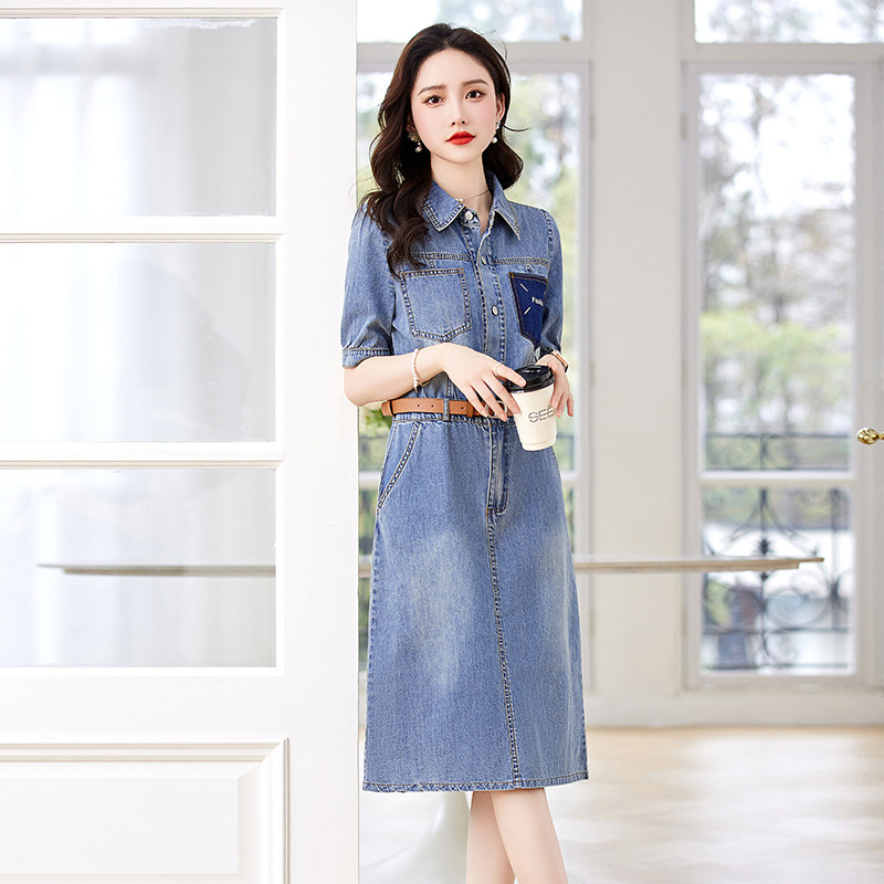 薄款牛仔连衣裙2025年夏季新款时尚洋气修身显瘦裙，女装连衣裙，新感觉,女装连衣裙,新感觉