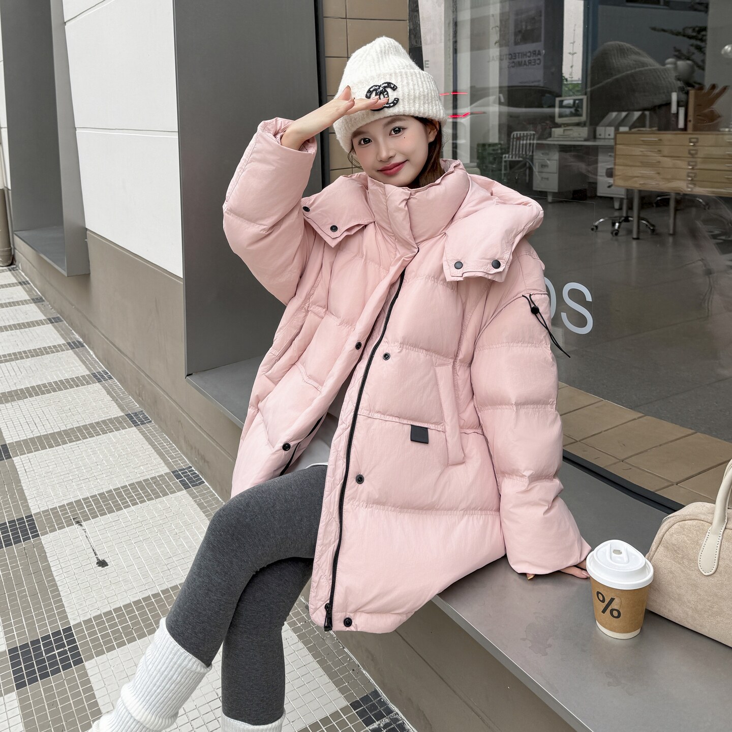 韩系连帽羽绒服外套女冬季2025新款轻薄白鸭绒小个子高级感面包服图片