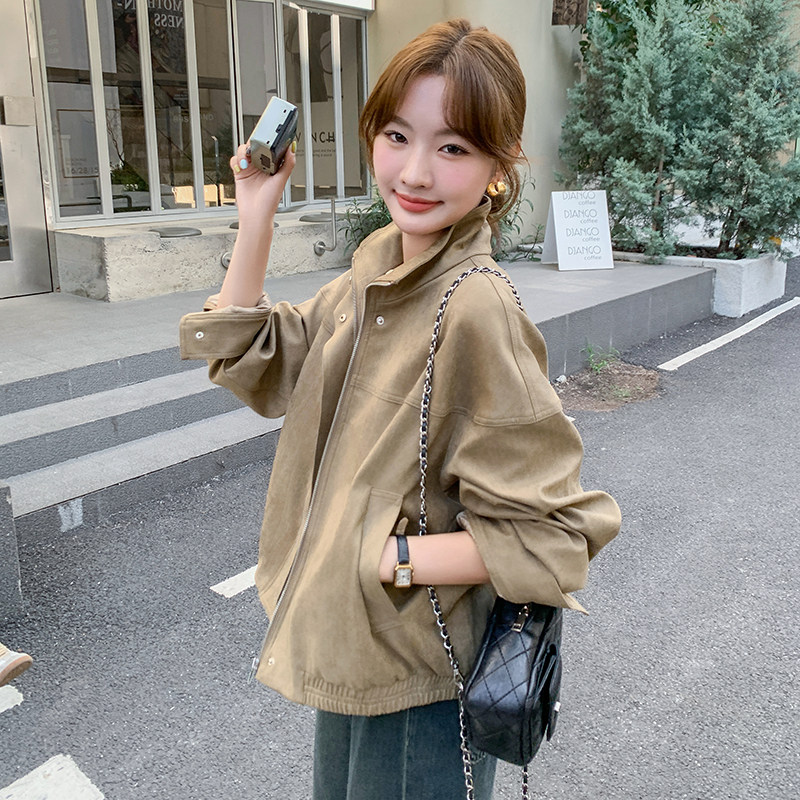 卡其色时尚休闲外套女2025新款小个子炸街气质减龄百搭夹克,女装短外套,2C166