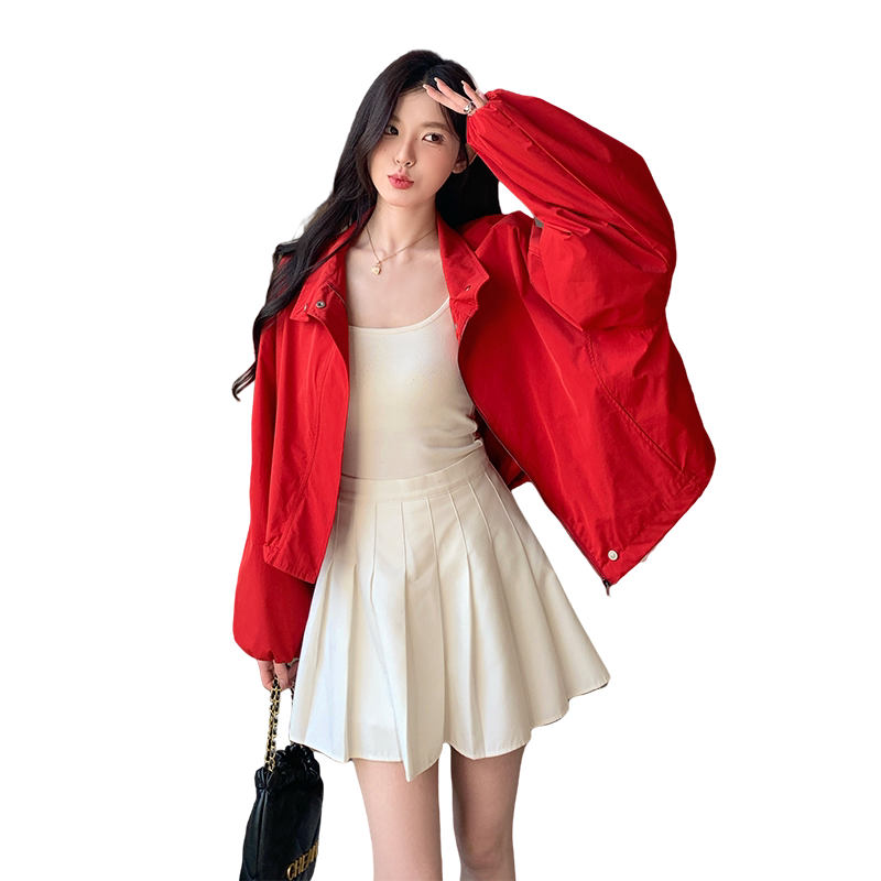 【现货】大红色夹克冲锋衣短外套2c086-2533p125K188,女装短外套,2C086