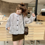 皮毛一体短款毛茸茸外套女2025秋冬季新款高级感小个子羊羔毛上衣，女装短外套，2C217