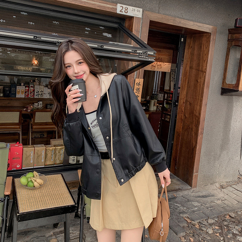 2025春季女装新款大量现货时尚休闲宽松欧版皮衣外套,女装皮衣,2C233