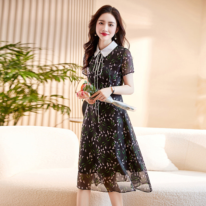 热卖！洋气连衣裙女中长款2025年夏季新款气质显瘦，女装连衣裙，吾爱衣,女装连衣裙,吾爱衣
