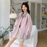 现货！2025秋季灯芯绒拼接拼色短外套风衣大衣C612P150K208，女装风衣，2C320