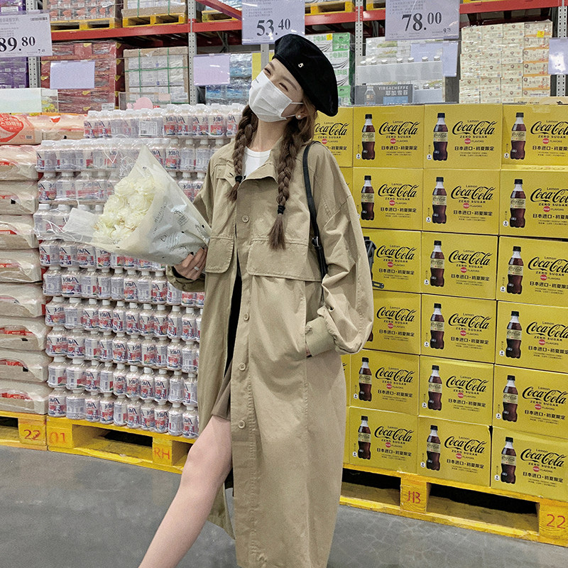 现货春秋新款欧版休闲气质中长款风衣P165K229,女装风衣,2C311