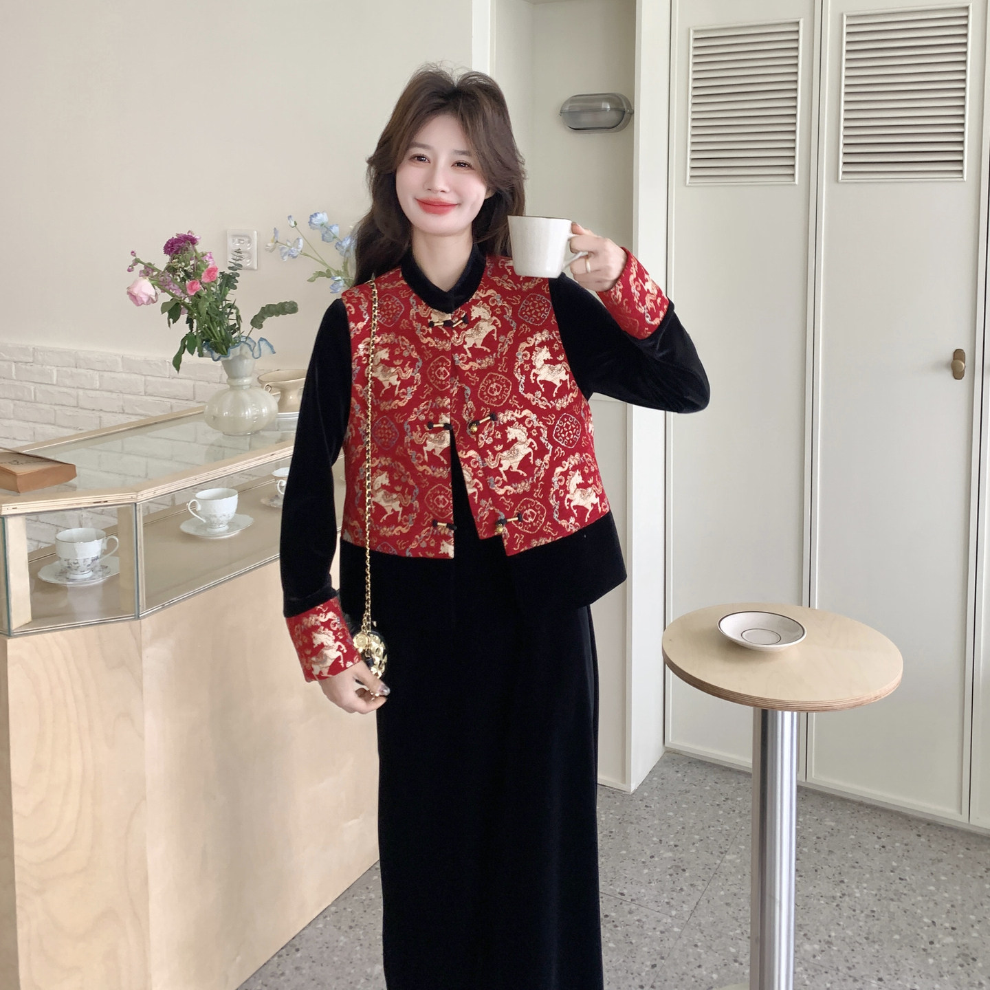 现货春季时尚风红色套装2C098-9095P165K248,女装连衣裙,2C098
