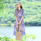 2025年夏季时尚印花收腰显瘦气质优雅潮流舒适连衣裙，女装连衣裙，锦绣伊人