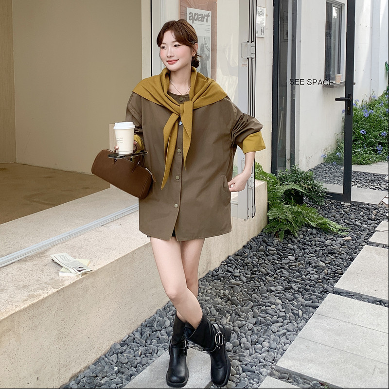 休闲披肩宽松风衣外套女春秋2025新款独特超好看小个子高级感大衣,女装风衣,2C159