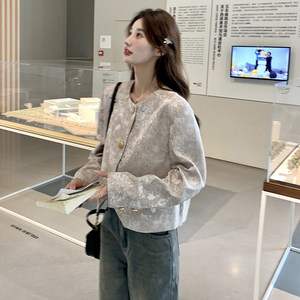 新中式提花小香风外套女2025春秋新款小个子气质时尚百搭短款上衣图片