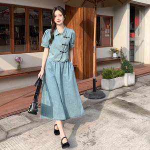 【现货】2025新款夏装女装新中式连衣裙套裙266-P130-K180图片