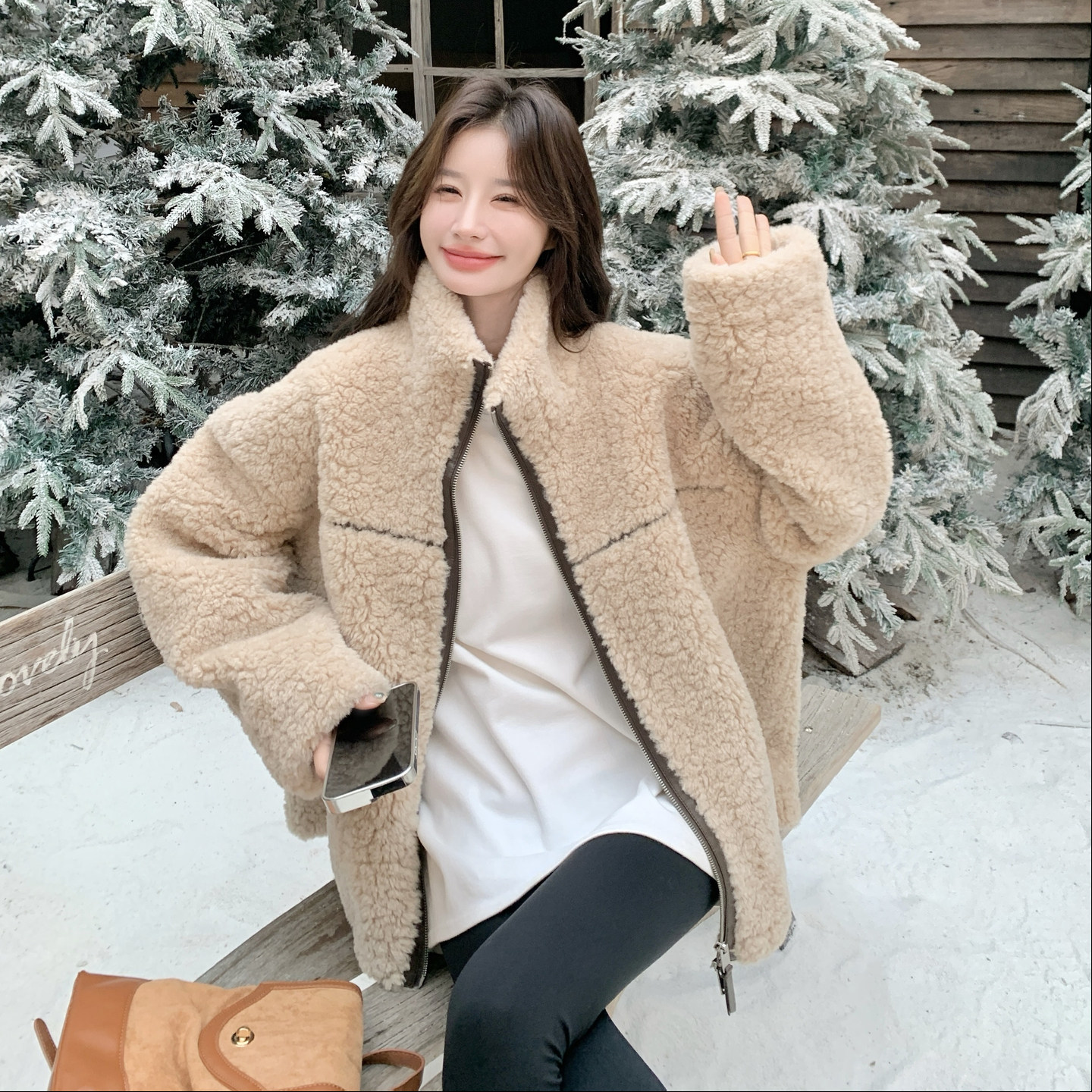 现货新款加厚皮毛一套外套2D035-25118P180K268,女装短外套,2D035