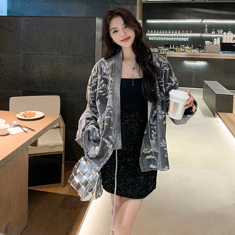 新中式国风印花外套女2025春季新款高级感复古慵懒休闲短款上衣潮,女装短外套,2C029