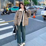 设计感格子拼接羽绒服女短款2024冬季新款小个子白鸭绒加厚面包服，女装羽绒服，2C131
