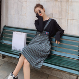 现货拼接格子连衣裙长袖S2136P115K168，女装连衣裙，2C073