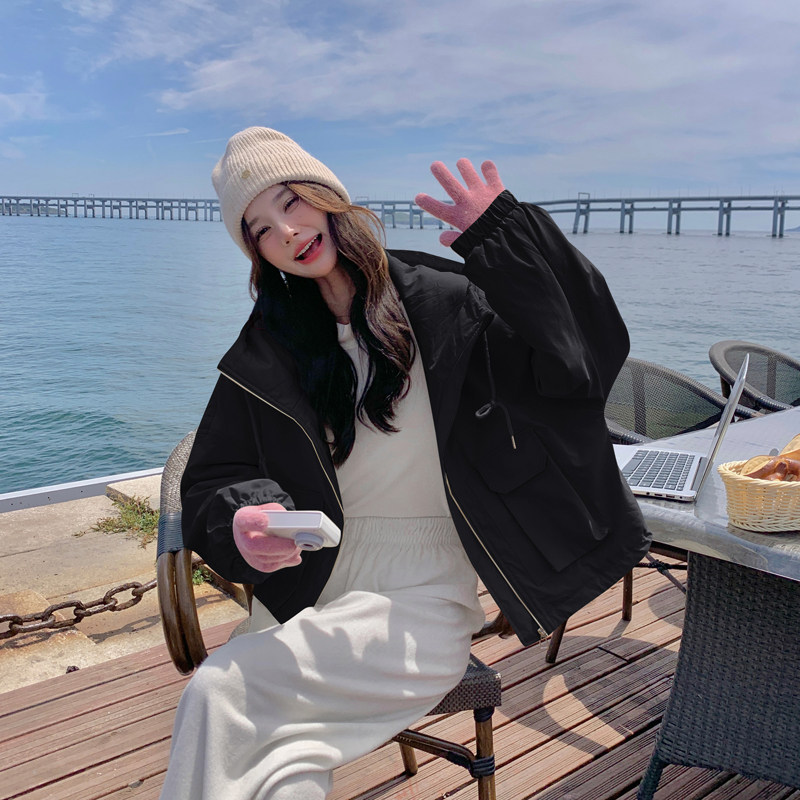 奶黄色工装棉服女冬季高级感加绒加厚派克服棉衣小个子棉袄爆款,女装棉衣/棉服,2C266