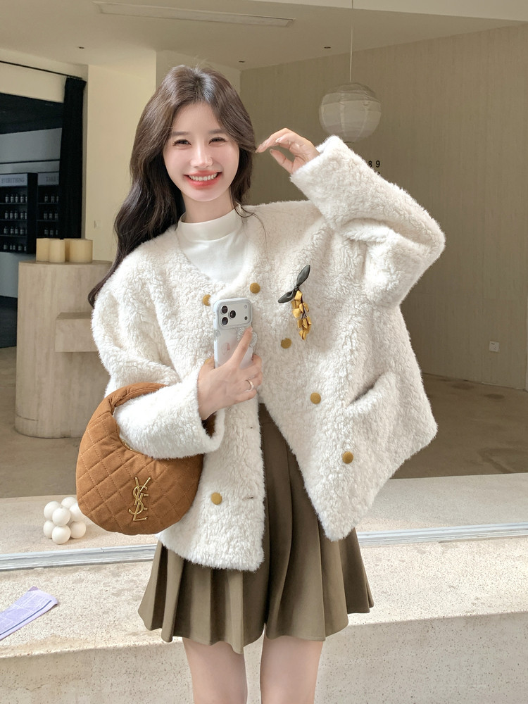 新品现货皮毛一体外套2C087-9283-P199-K279,女装短外套,2C087