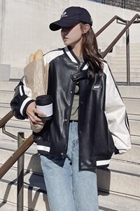 黑色pu皮棒球服棉服外套女2023冬季新款美式小个子炸街加厚短棉袄图片